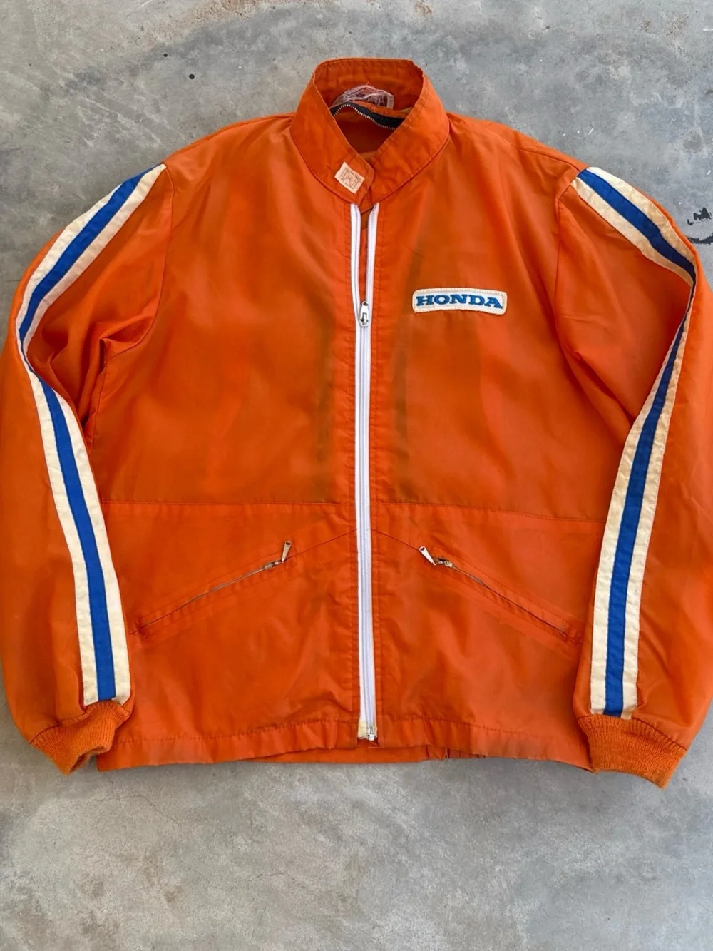 Vintage 60s Honda Motorcycle Racing Jacket Orange Striped